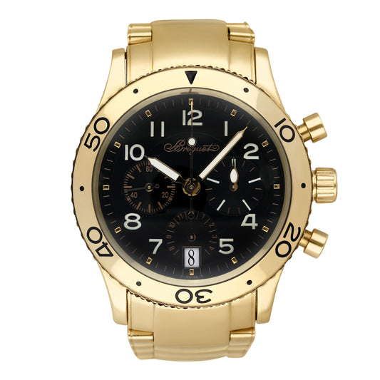 Breguet Type XX 3820BA Black Dial 18K Yellow Gold Mens Watch