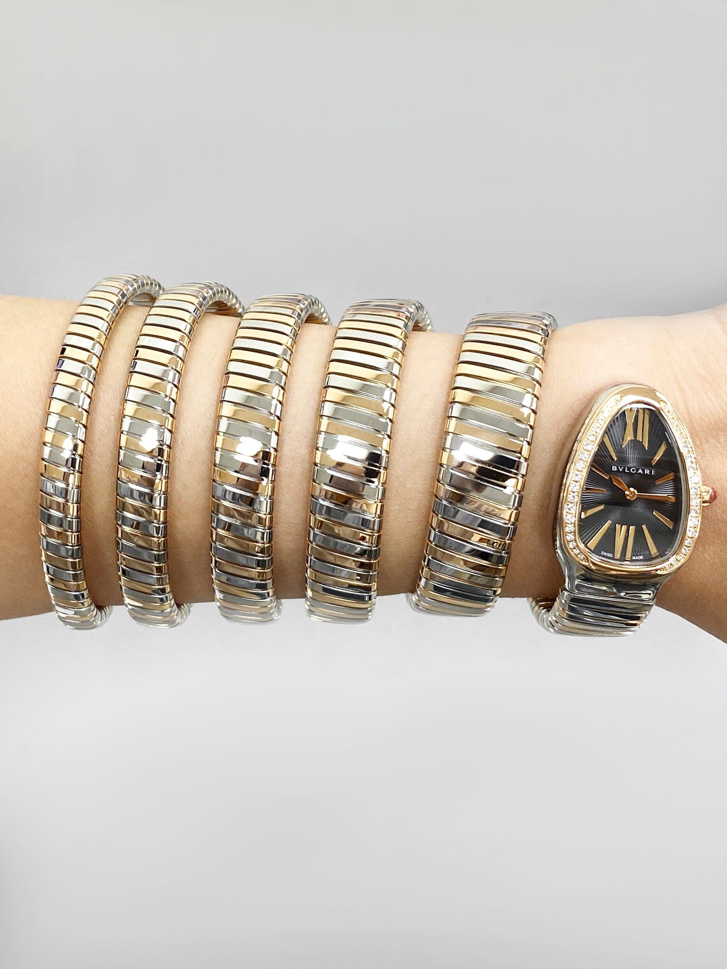 Bvlgari Serpenti SP35 SPG Tubogas Rose Gold & Steel Ladies Watch - Watches