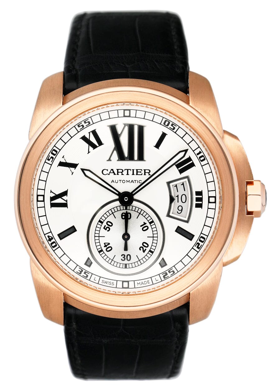 Cartier 時計 Cartier Calibre Large W7100009 Silver Dial Rose Gold Mens Watch