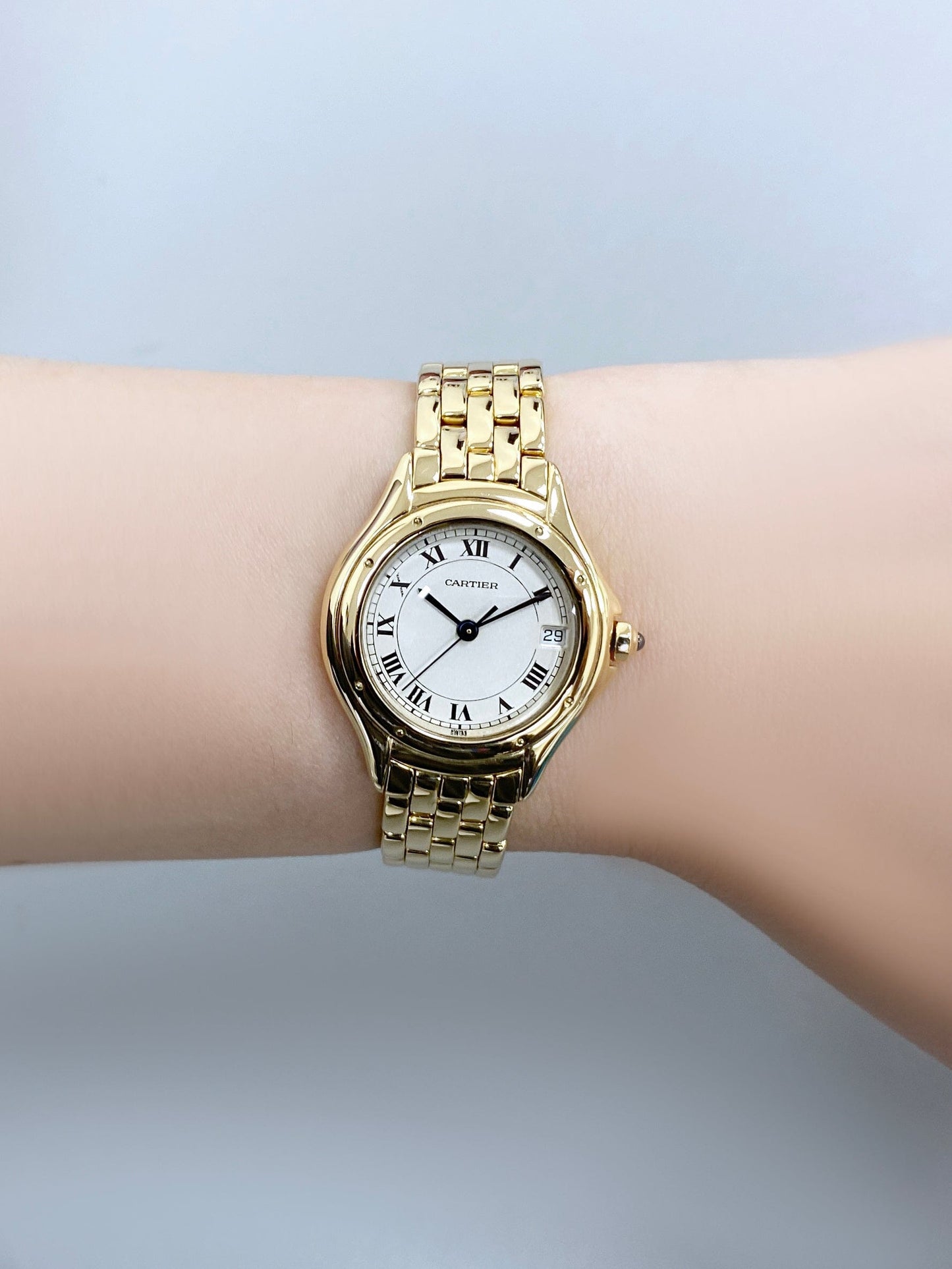 Cartier Cougar Figaro W25012B9 18k Yellow Gold Ladies Watch - Watches