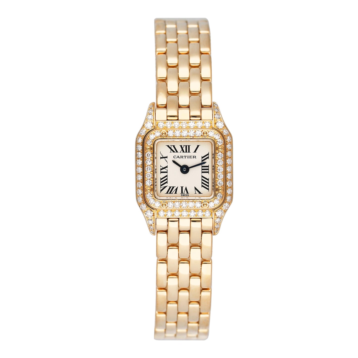 Cartier Panthere Mini WF3141B9 18K Yellow Gold Diamond Ladies Watch Box Papers