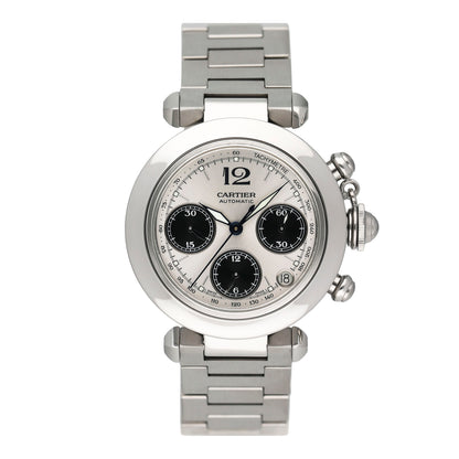 Cartier Pasha W31048M7 Silver Dial Chronograph Mens Watch