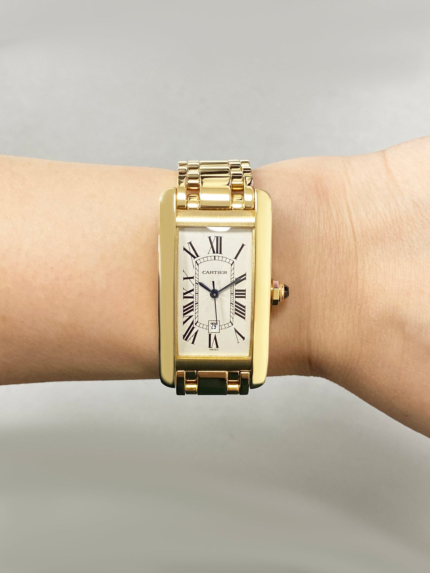 Cartier Tank Americaine W26035K2 18K Yellow Gold Watch - Wristwatch