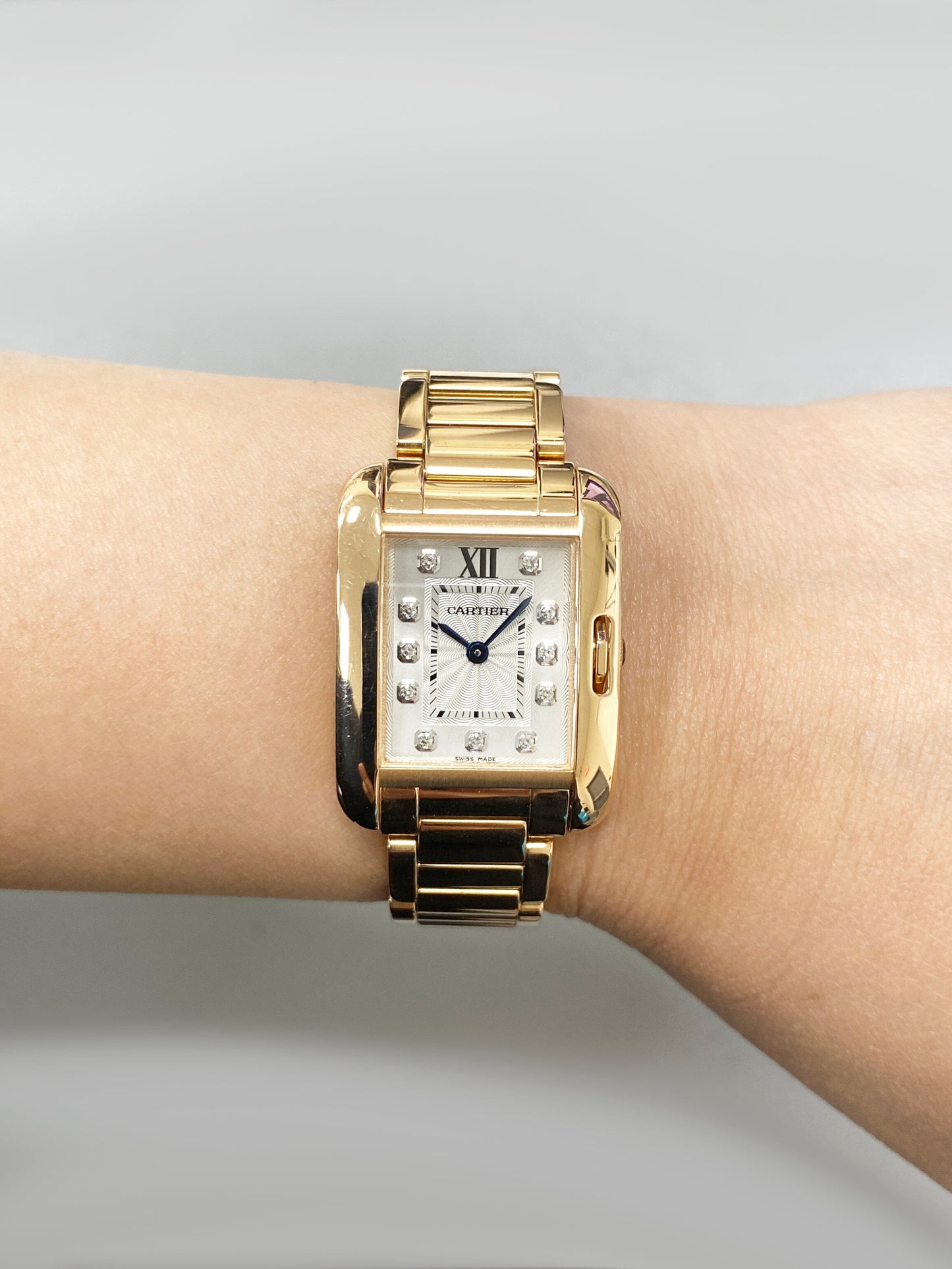 Cartier Tank Anglaise WJTA0004 Diamond Dial Ladies Watch Box Papers