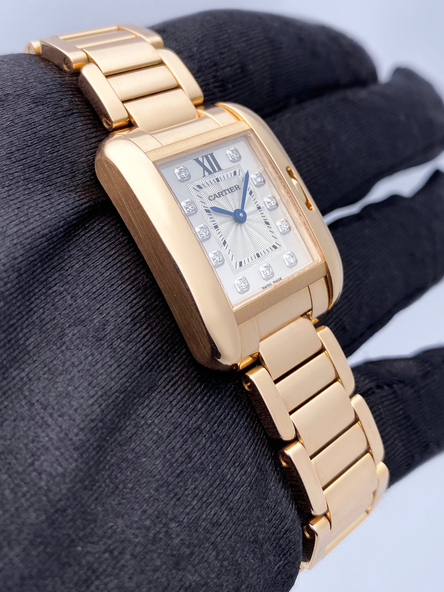 Cartier Tank Anglaise WJTA0004 Diamond Dial Ladies Watch Box Papers