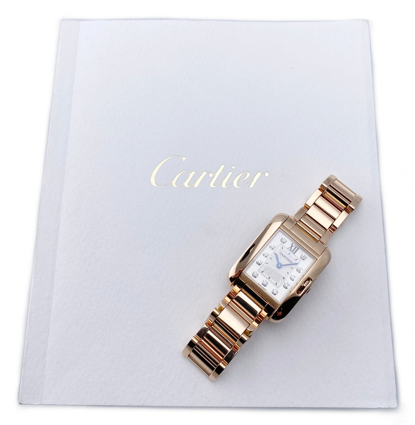 Cartier Tank Anglaise WJTA0004 Diamond Dial Ladies Watch Box Papers