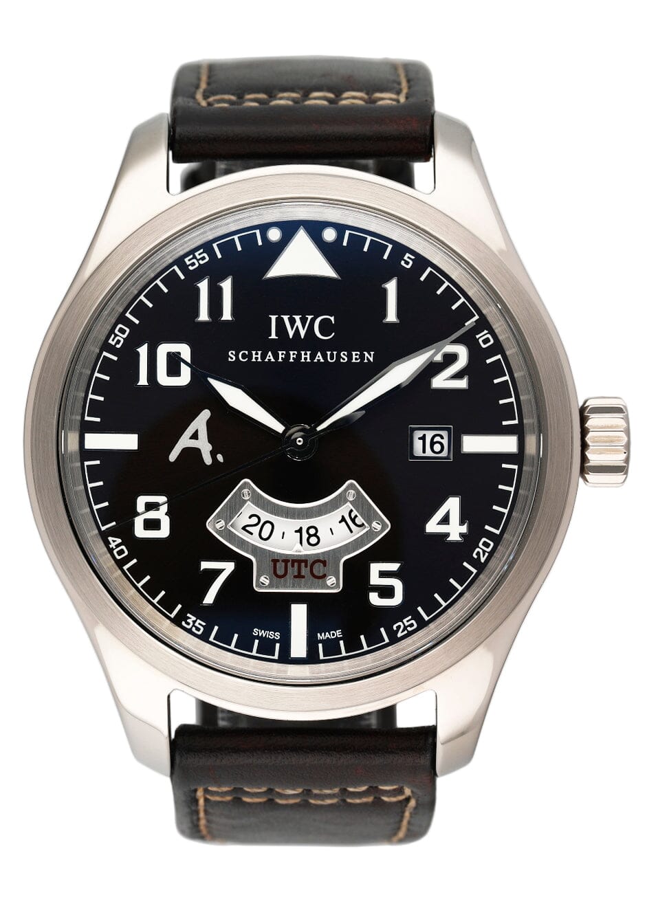 IWC Saint Exupery UTC Pilots IW326102 18k WG Brown Dial Mens Watch