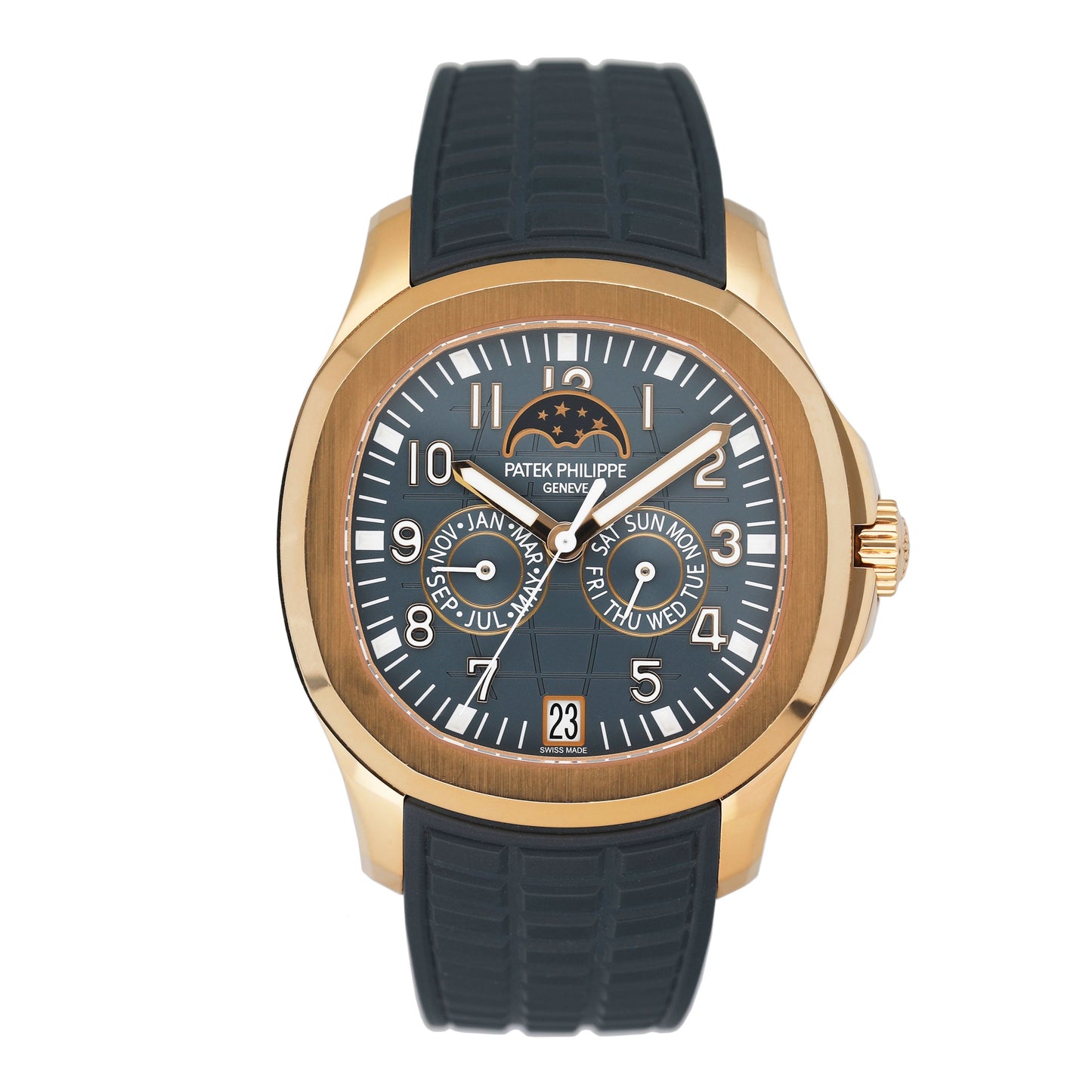 Patek Philippe Aquanaut 5261R-001 Annual Calendar Blue Dial Rose Gold Mens Watch Box Papers