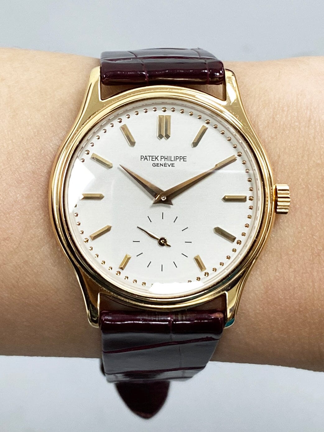 Patek Philippe Calatrava 3923 Silver Dial 18K Rose Gold Mens Watch Box Papers - Watches