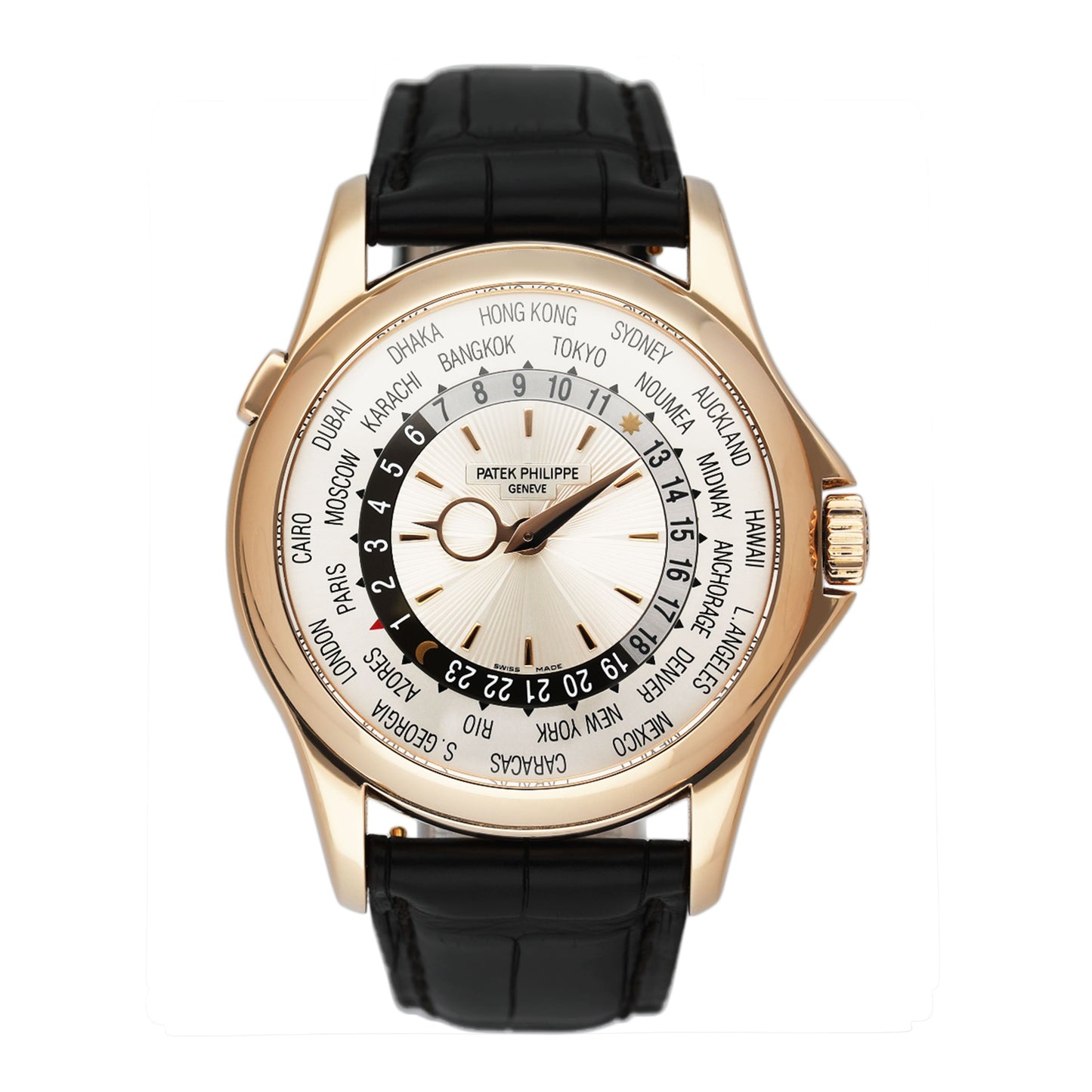 Patek Philippe World Time 5130R 18K Rose Gold Mens Watch Box Papers - Watches