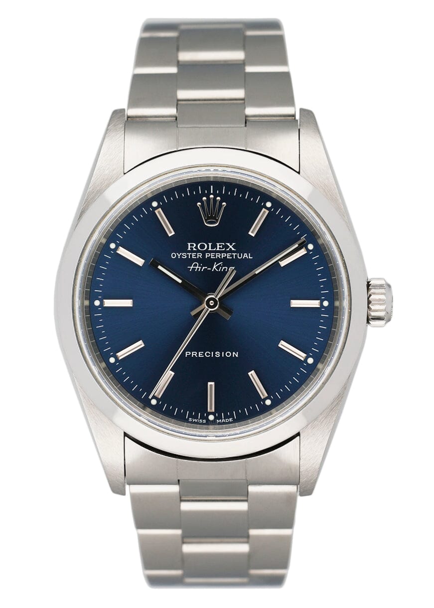 Rolex Air King 14000M Blue Dial Steel Mens Watch Box Papers – Phigora