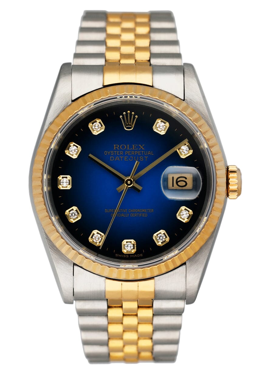 Rolex Datejust 16233 Blue Vignette Diamond Dial Mens Watch – Phigora