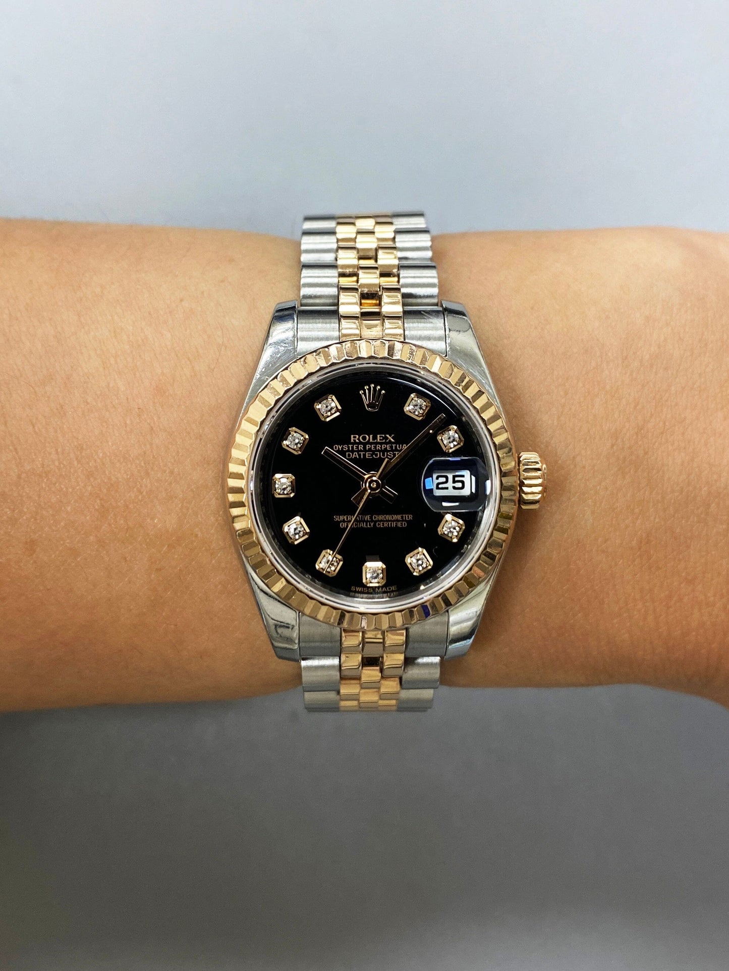 Rolex Datejust 179171 Diamond Black Dial Ladies Watch Box Papers - Virtual