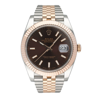 Rolex Datejust 41 126331 Chocolate Dial Rose Gold Mens Watch Box Papers - Watches