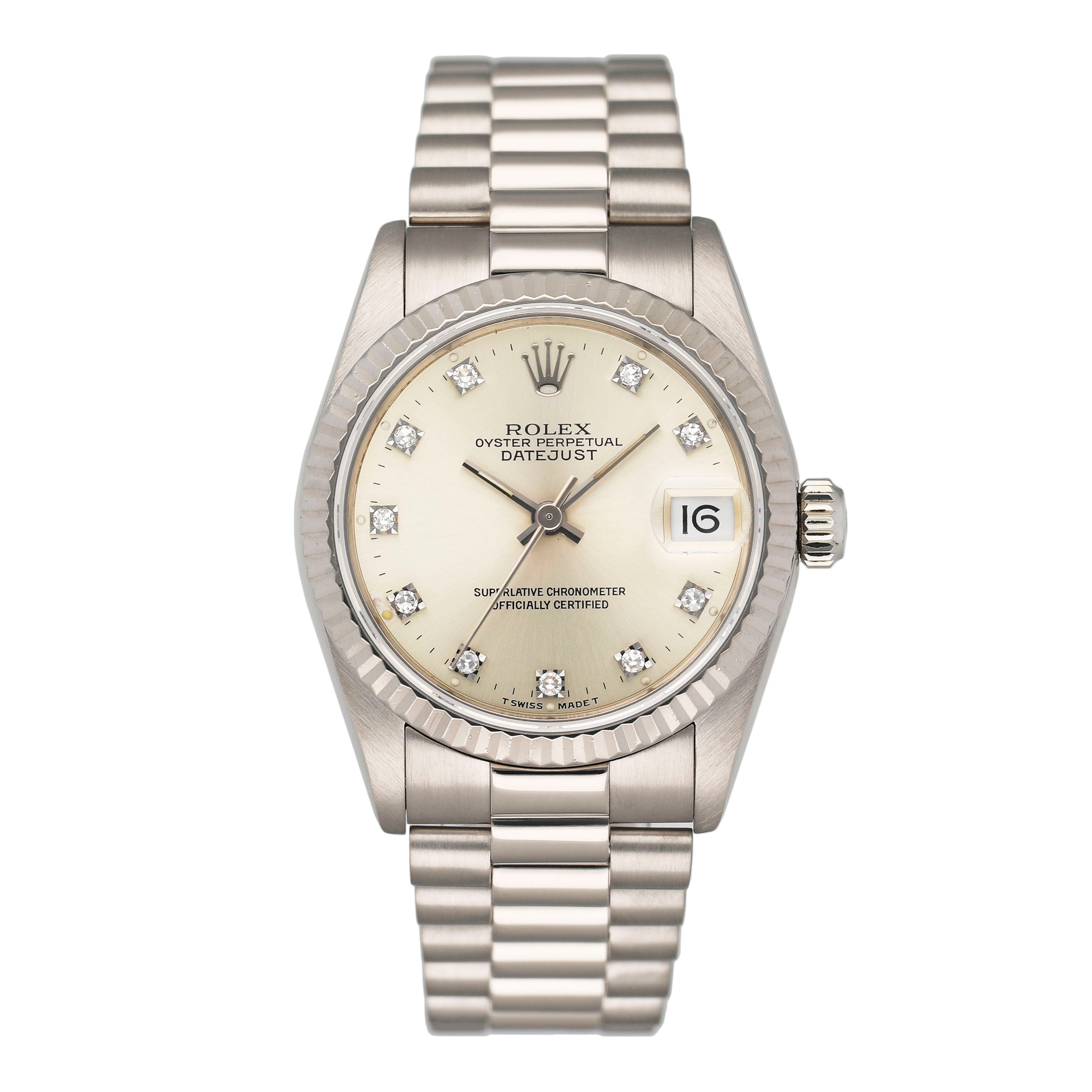 長月 Rolex Datejust 68289 Midsize Diamond Silver Dial Ladies – Phigora