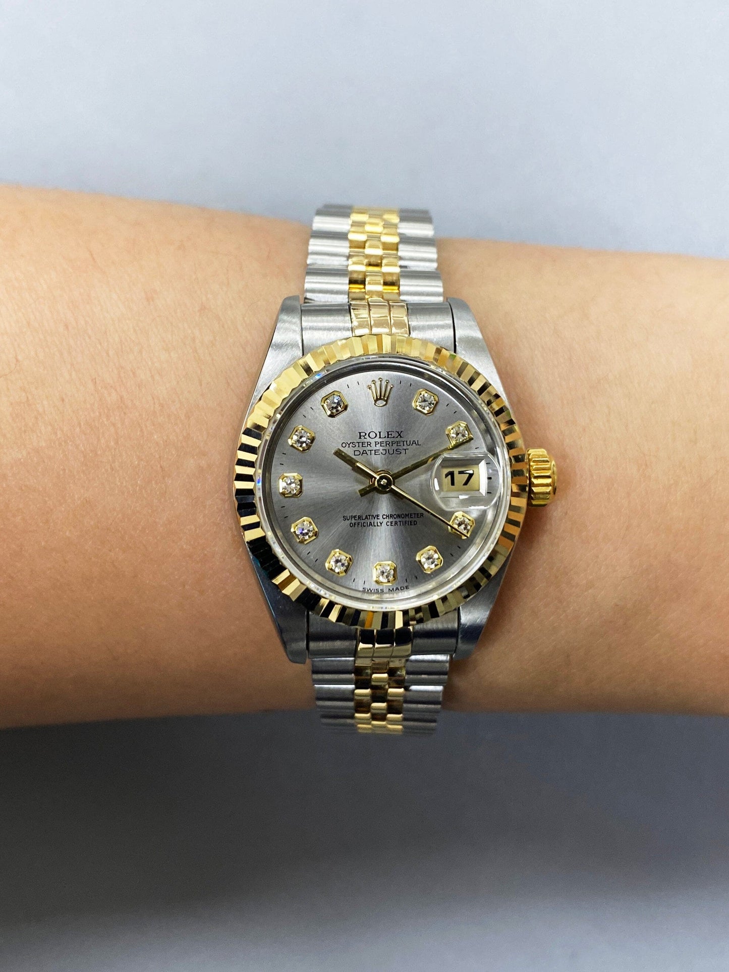 Rolex Datejust 69173 Diamond Silver Dial Ladies Watch Box Papers - Wristwatch