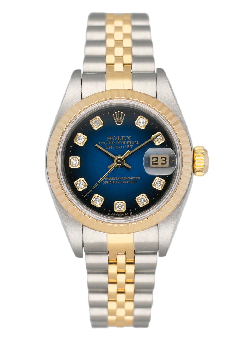 Rolex Datejust 79173 Blue Vignette Diamond Dial Ladies Watch Box