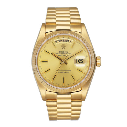 Rolex Day Date 18038 Champagne 18K Yellow Gold Mens Watch