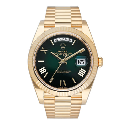 Rolex Day-Date 228238 Green Ombré Dial 18K Yellow Gold Mens Watch Box Papers - Watches