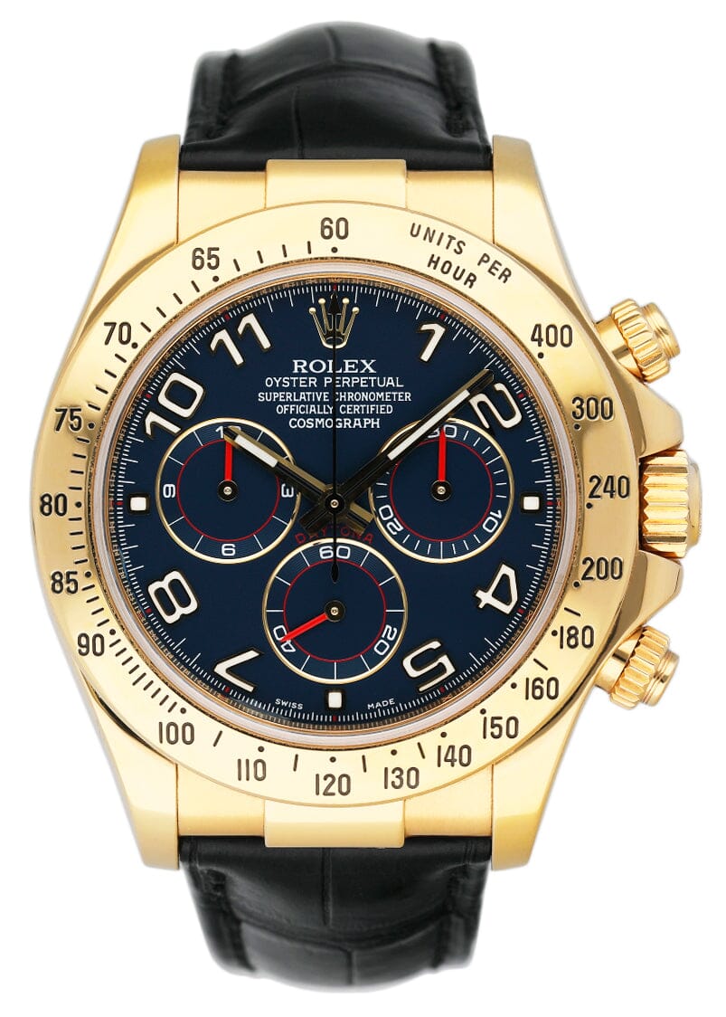 Taki57  Rolex Daytona 116518 Blue Racing dial Yellow Gold Mens Watch – Phigora