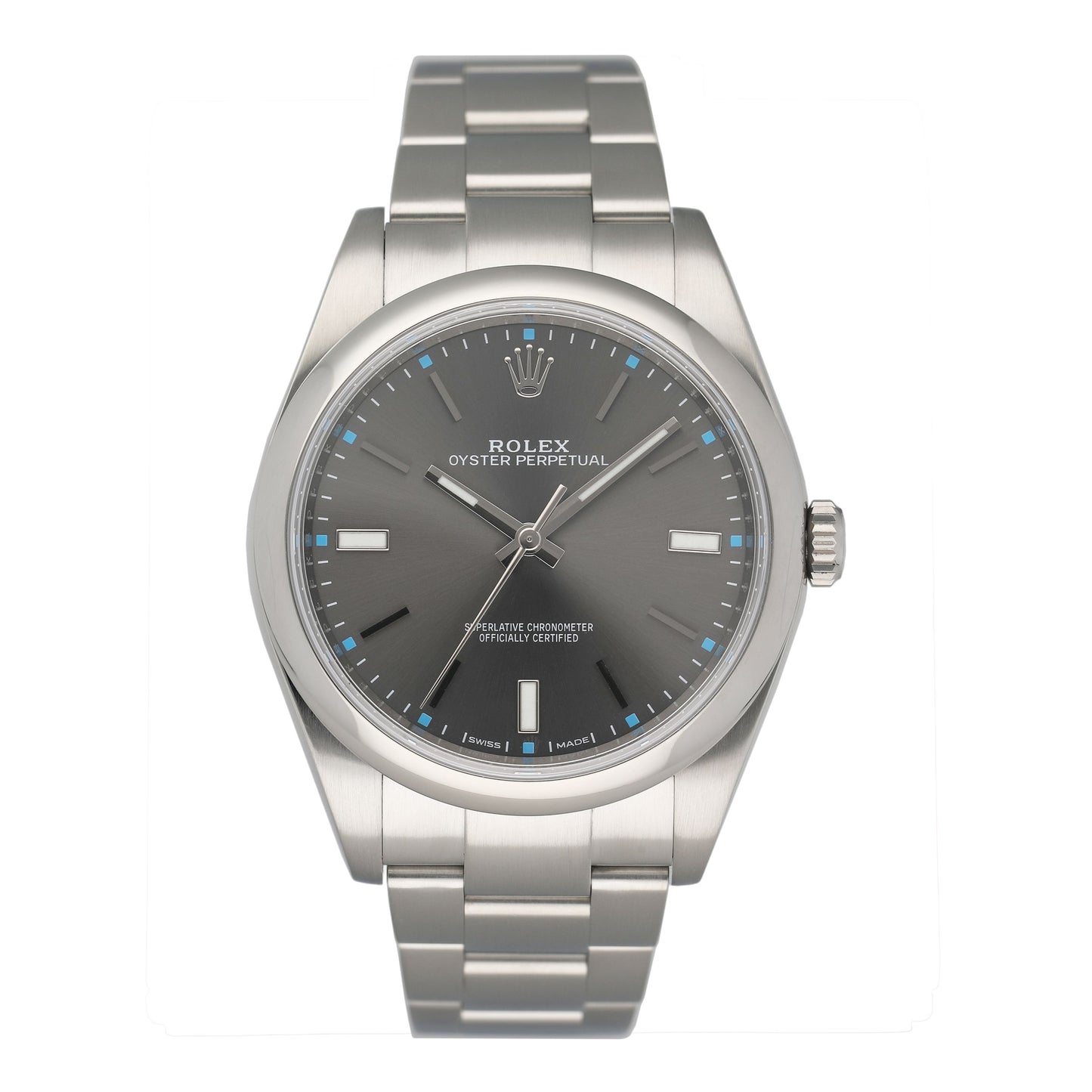 Rolex Oyster Perpetual 114300 Grey Dial Mens Watch Box Papers