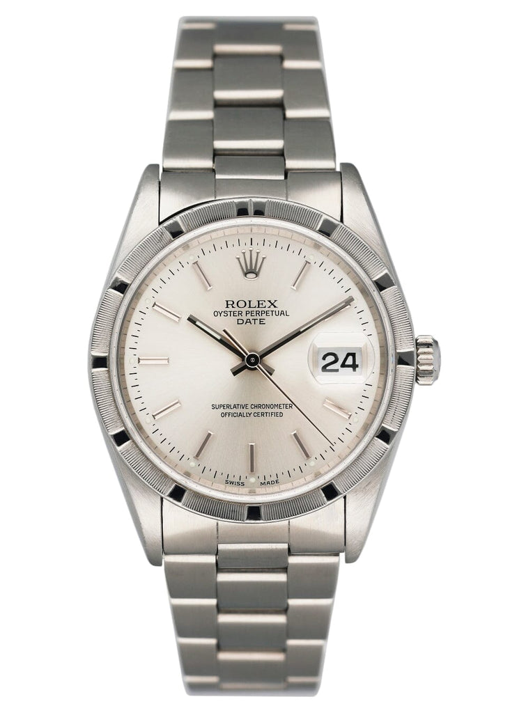 ROLEX 15210 K番 Rolex Oyster Perpetual Date 15210 Silver Dial Mens Watch Box