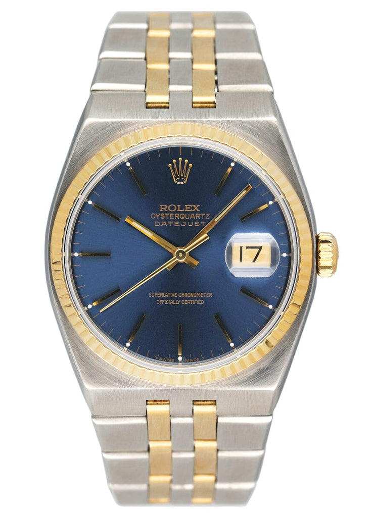 Chapado en Laton シルバ　Ms2 Rolex Oysterquartz Datejust 17013 Blue Dial Two Tone Mens
