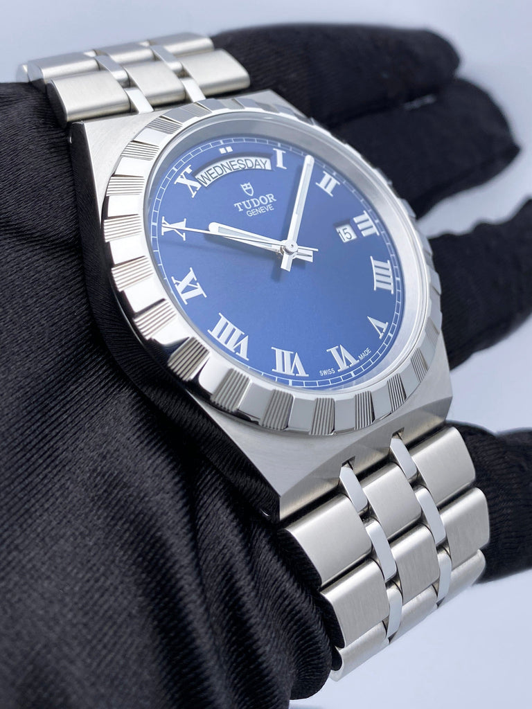 Tudor Royal Automatic Diamonds Blue Dial Silver Steel Strap Watch for Men - M28600-0006