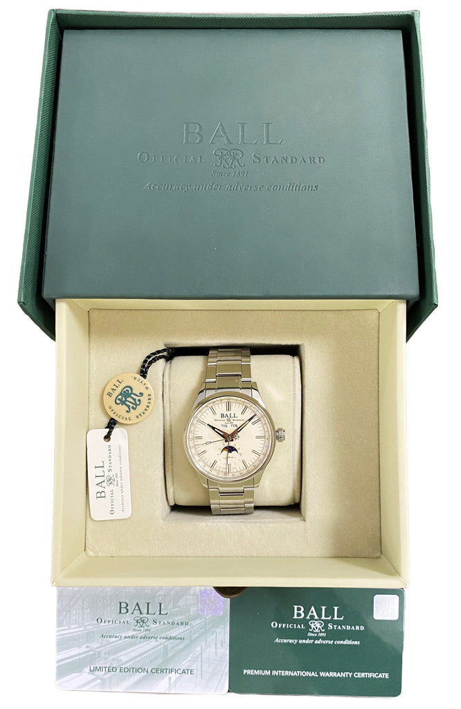 Ball Engineer II Moon Calendar Off White Dial Mens Watch Box Papers