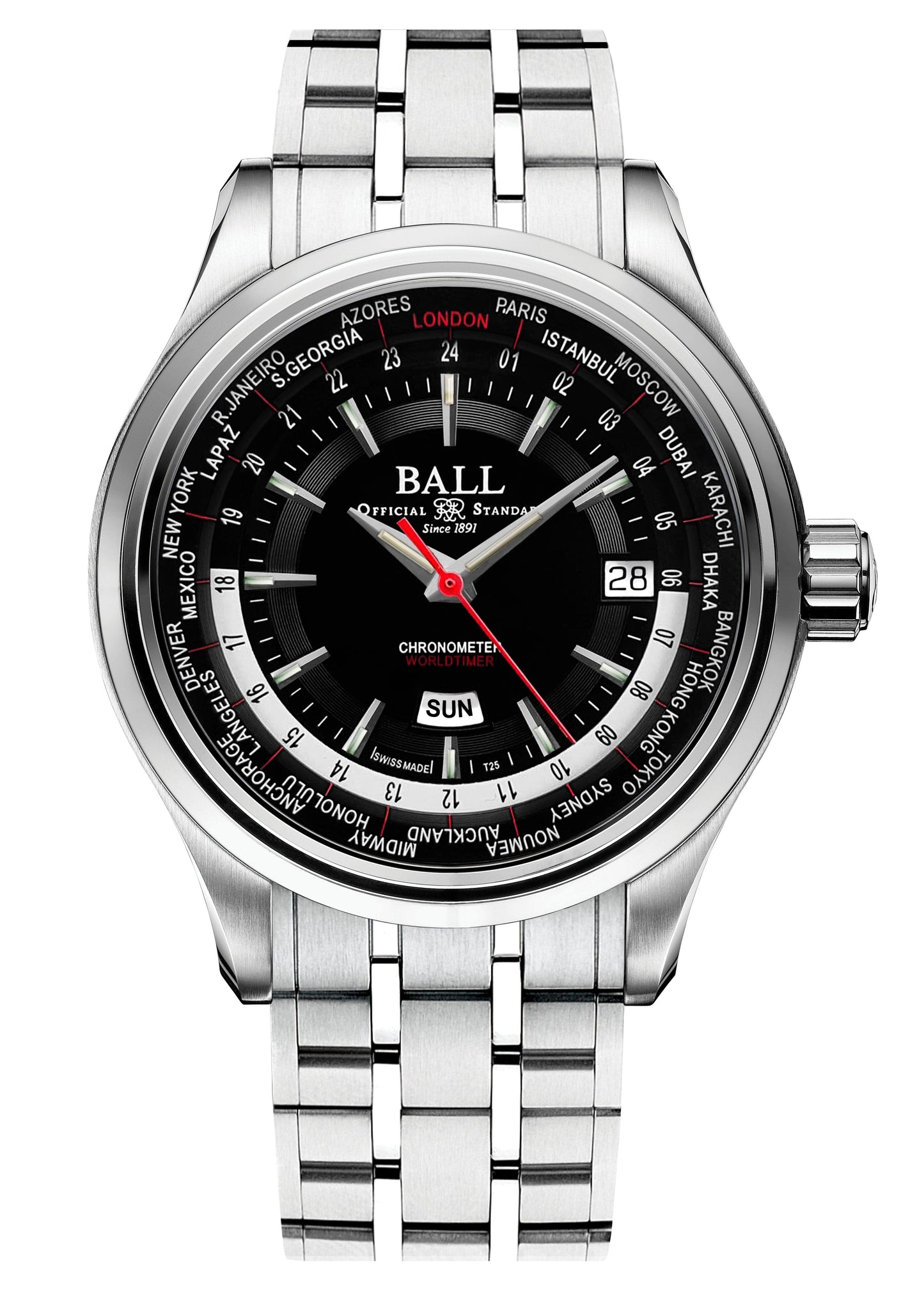 BALL Worldtime GM2020D-S1CJ-BK Mens Watch Box Papers - Wristwatch