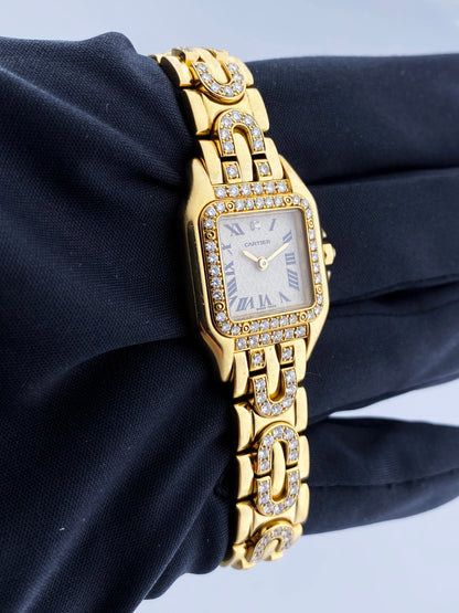 Cartier 1280/2 18K Yellow Gold & Diamond Ladies Watch