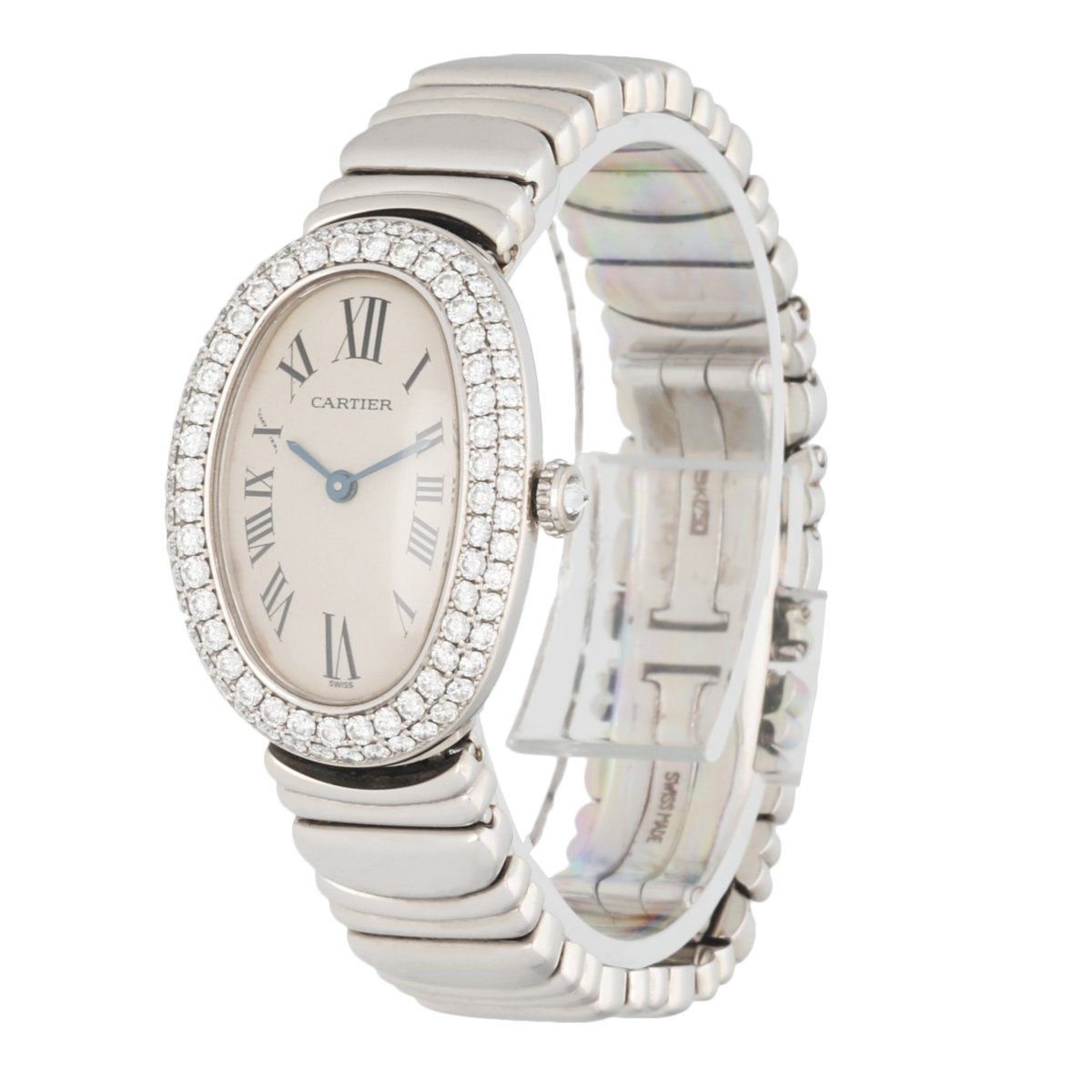 Cartier Baignoire 18K White Gold 1955 Diamond Bezel Ladies Watch