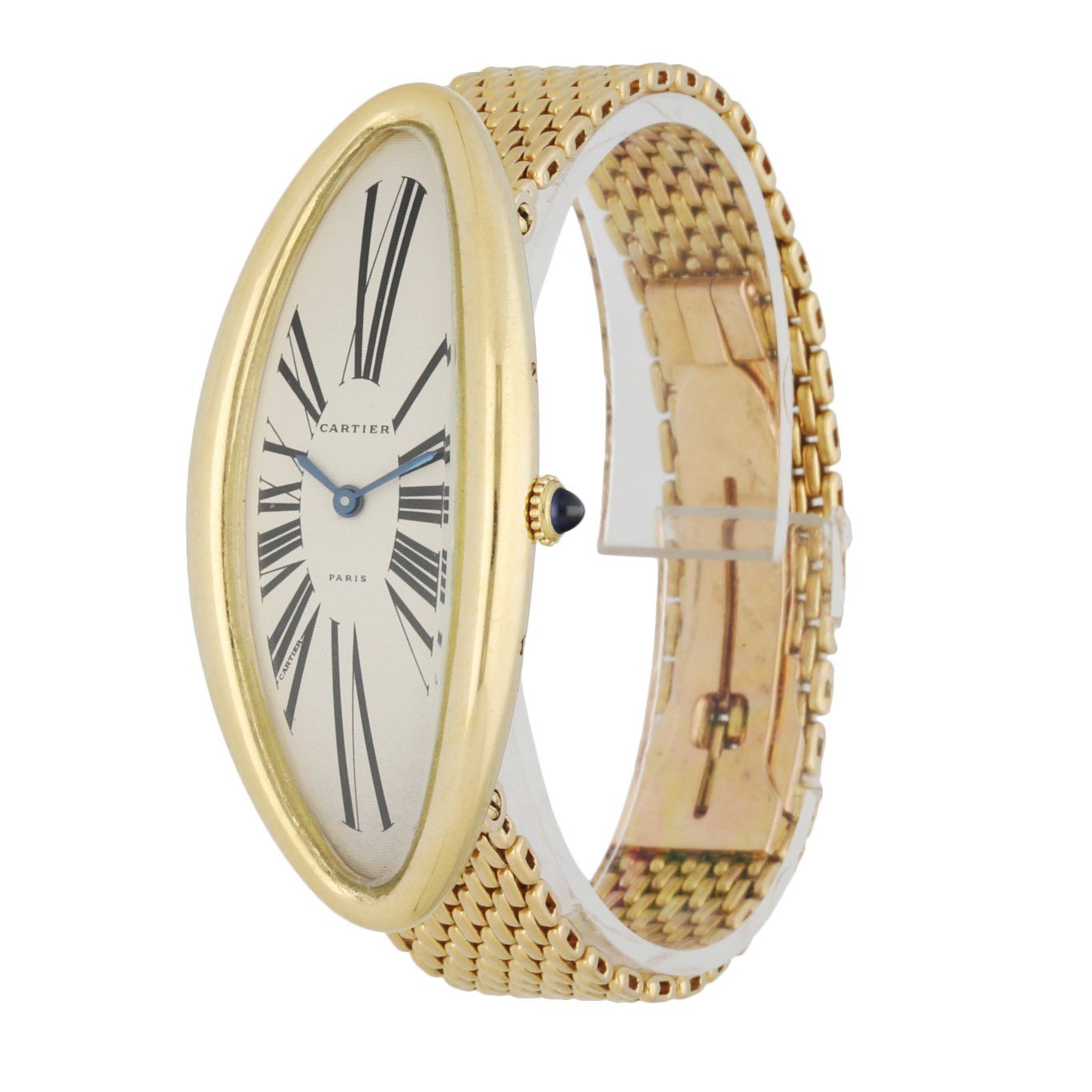 Cartier Baignoire Allongee W1507451 "Maxi Oval" 18K Yellow Gold Rare Ladies Watch