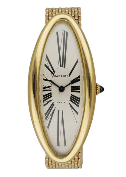 Cartier Baignoire Allongee W1507451 "Maxi Oval" 18K Yellow Gold Rare Ladies Watch