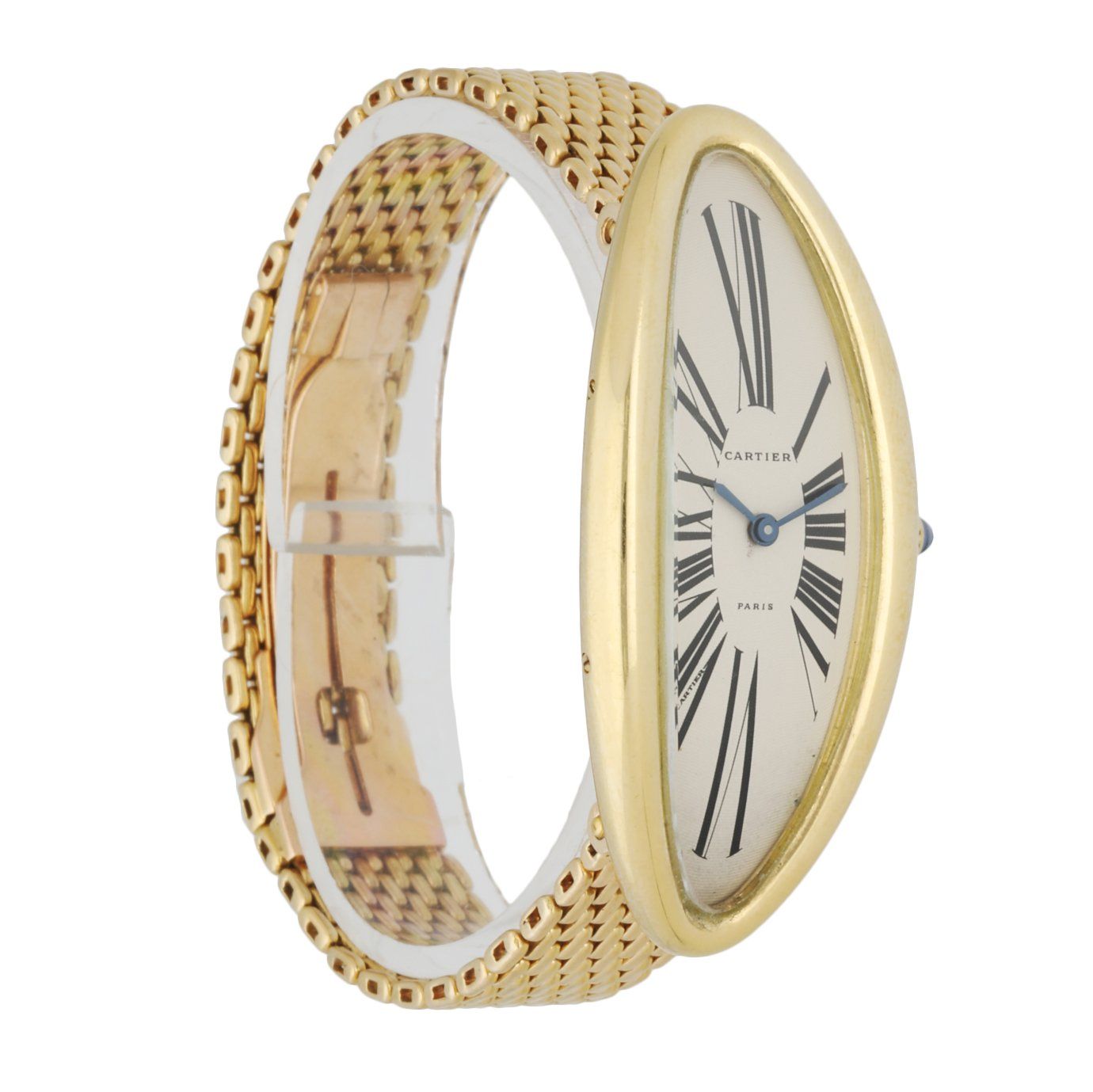 Cartier Baignoire Allongee W1507451 "Maxi Oval" 18K Yellow Gold Rare Ladies Watch