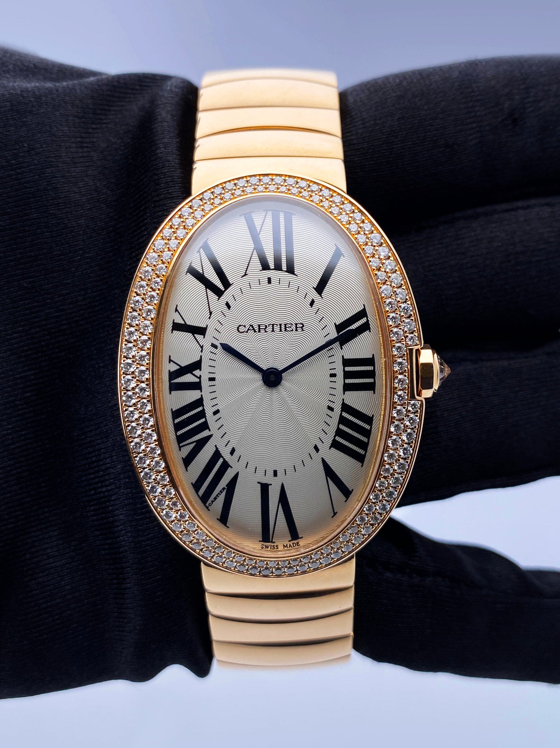 Cartier Baignoire Large WB520003 Diamond 18K Rose Gold Watch