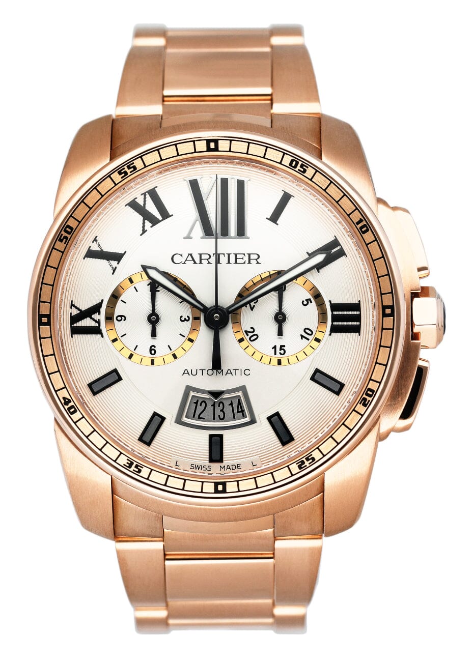 Cartier Calibre W7100047 Chronograph 18K Rose Gold Mens – Phigora