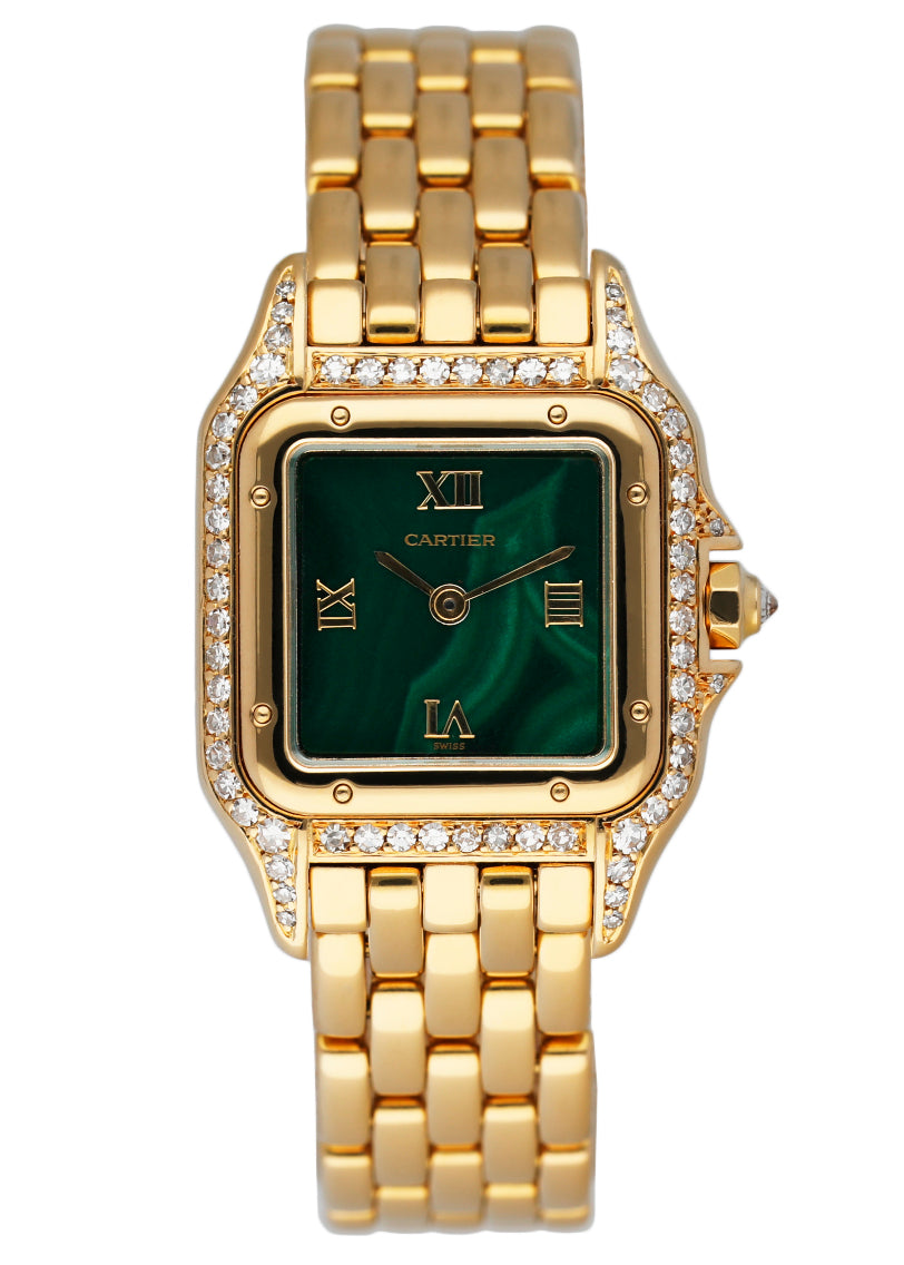 Cartier Panthere Diamond Malachite Dial Ladies Watch