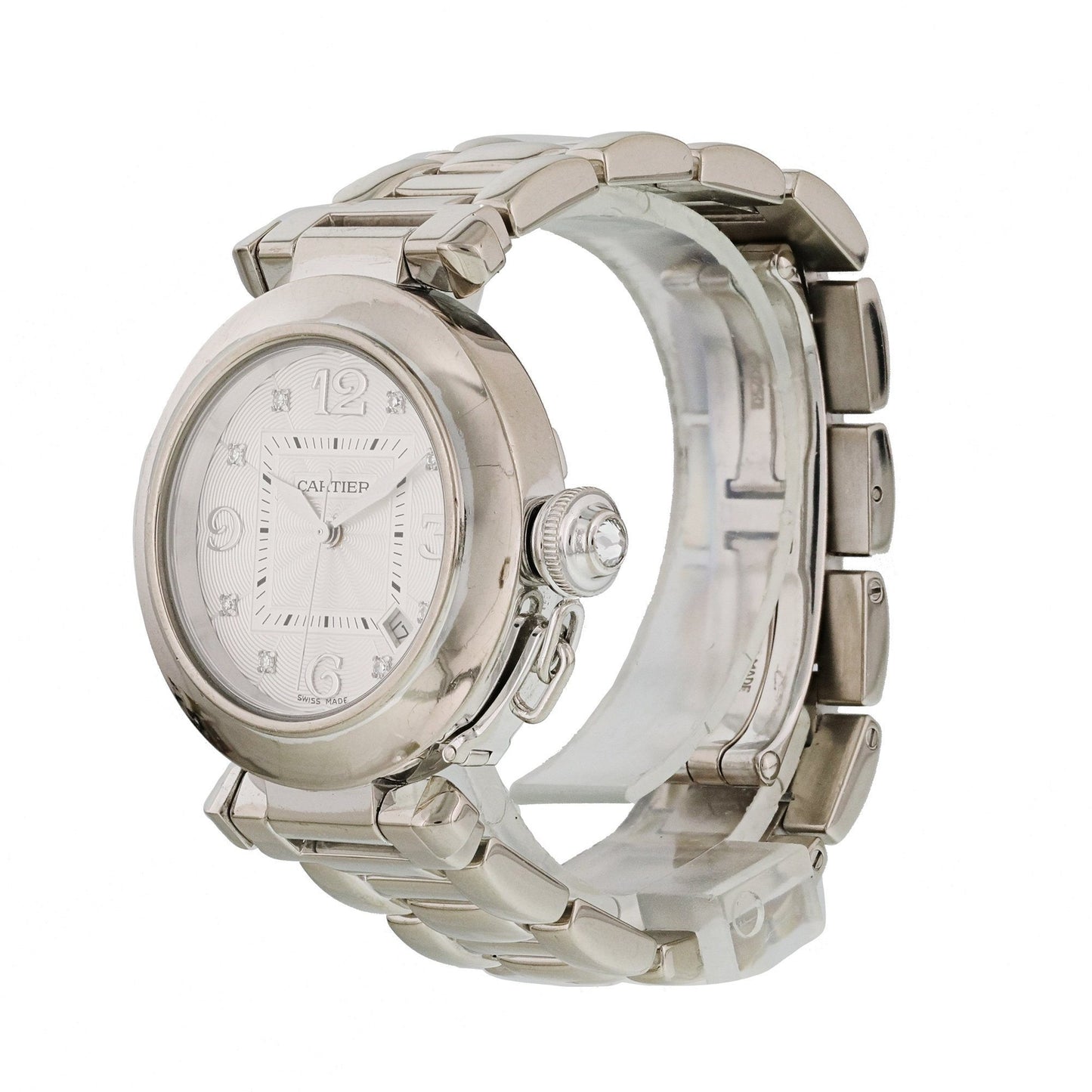 Cartier Pasha 2528 Diamond Dial 18k White Gold Ladies Watch
