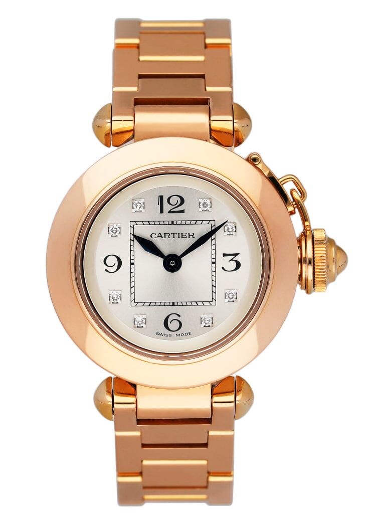 Cartier Pasha WJ124016 Diamond 18K Rose Gold Ladies Watch Box Papers - Wristwatch