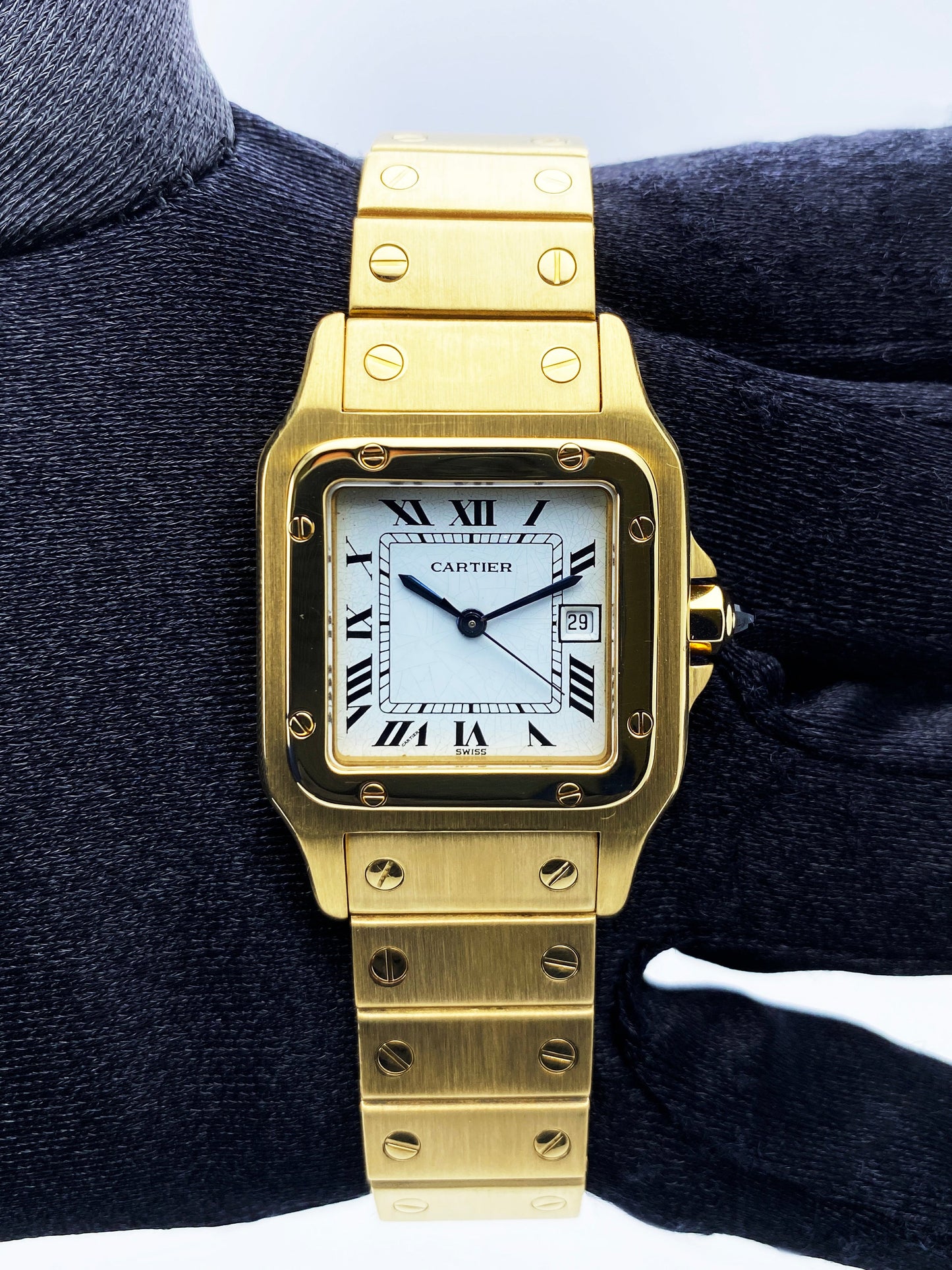 Cartier Santos 18K Yellow Gold Mens Watch