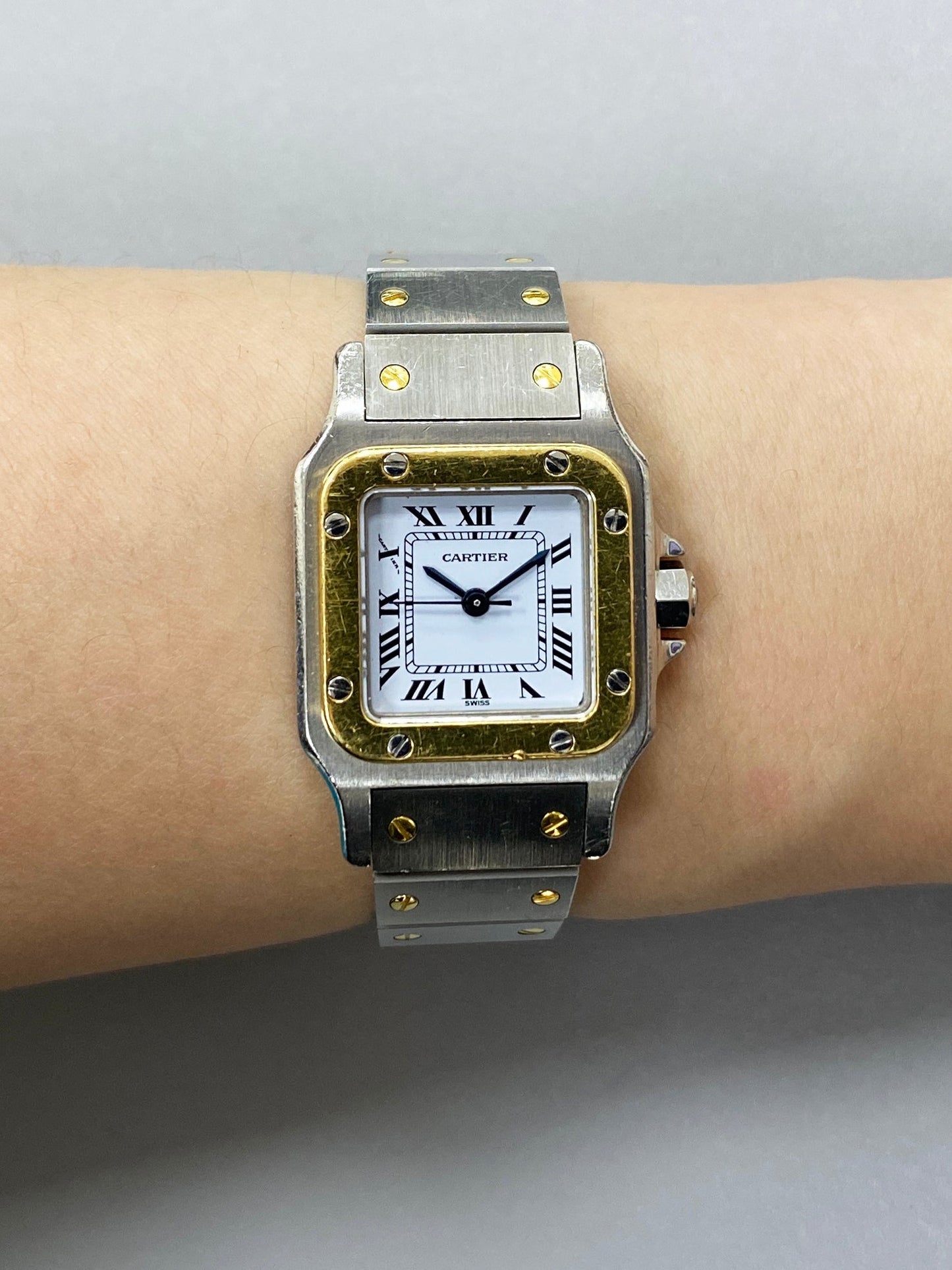 Cartier Santos Galbee Two-Tone 18K Yellow Gold Steel Ladies Watch - Wristwatch