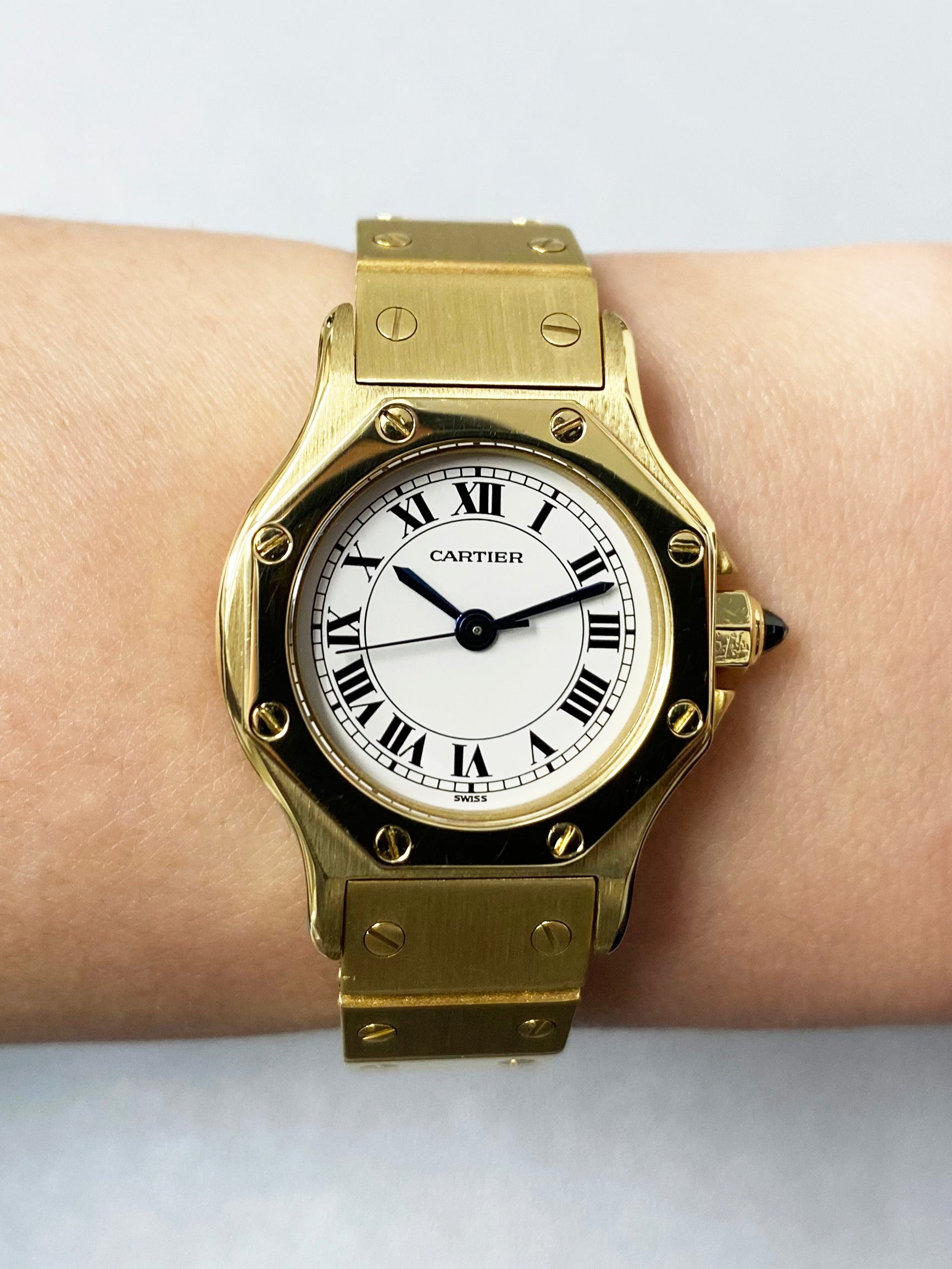 Cartier Santos Octagon 18k Yellow Gold Ladies Watch