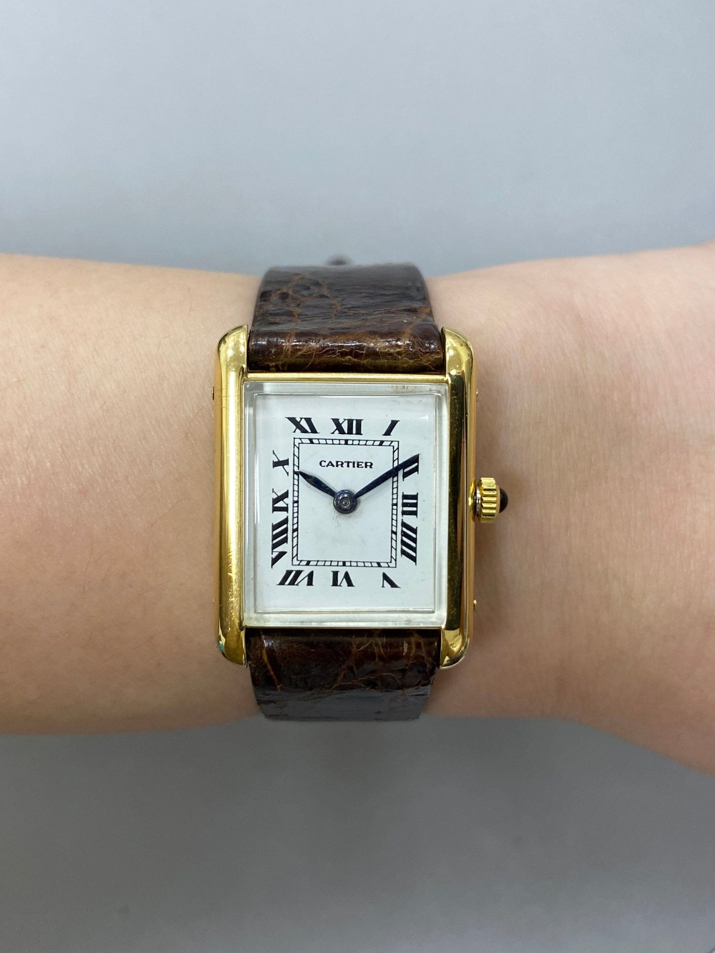 Cartier Tank 13433 Patek Movement Yellow Gold Ladies Watch