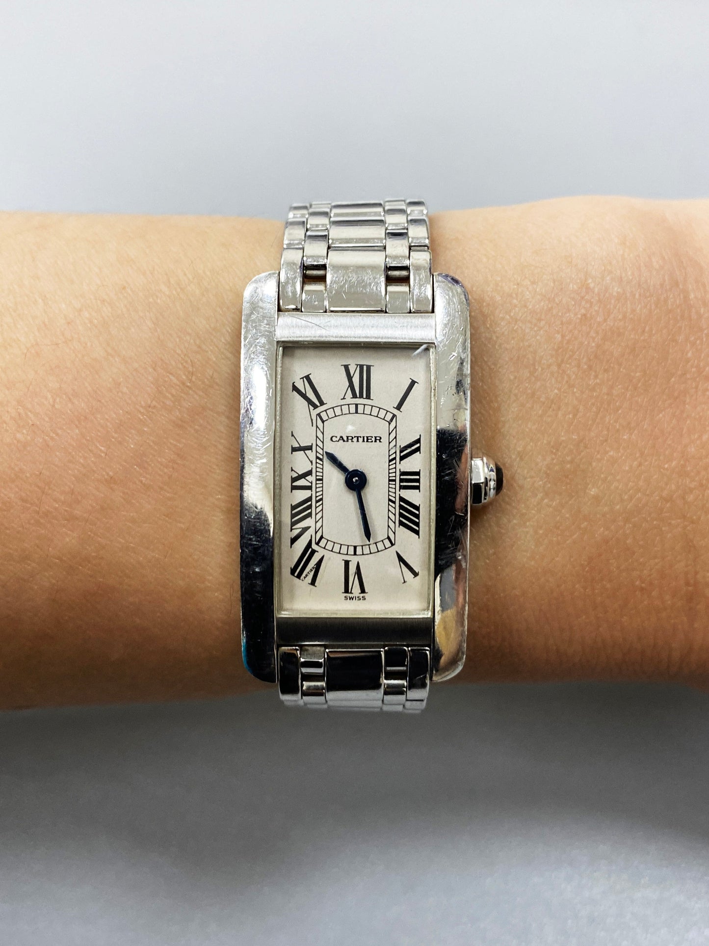 Cartier Tank Americaine 1713 18K White Gold Ladies Watch - Wristwatch