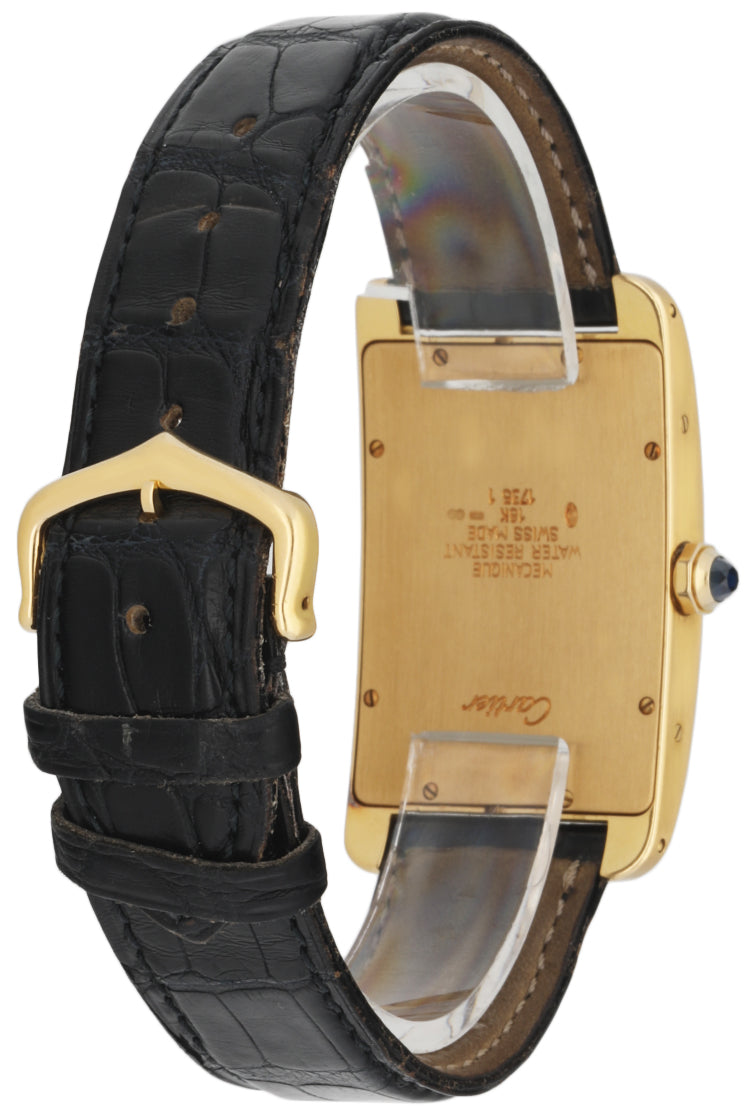 Cartier Tank Americaine Large 1735 18k Yellow Gold Mens Watch - Wristwatch