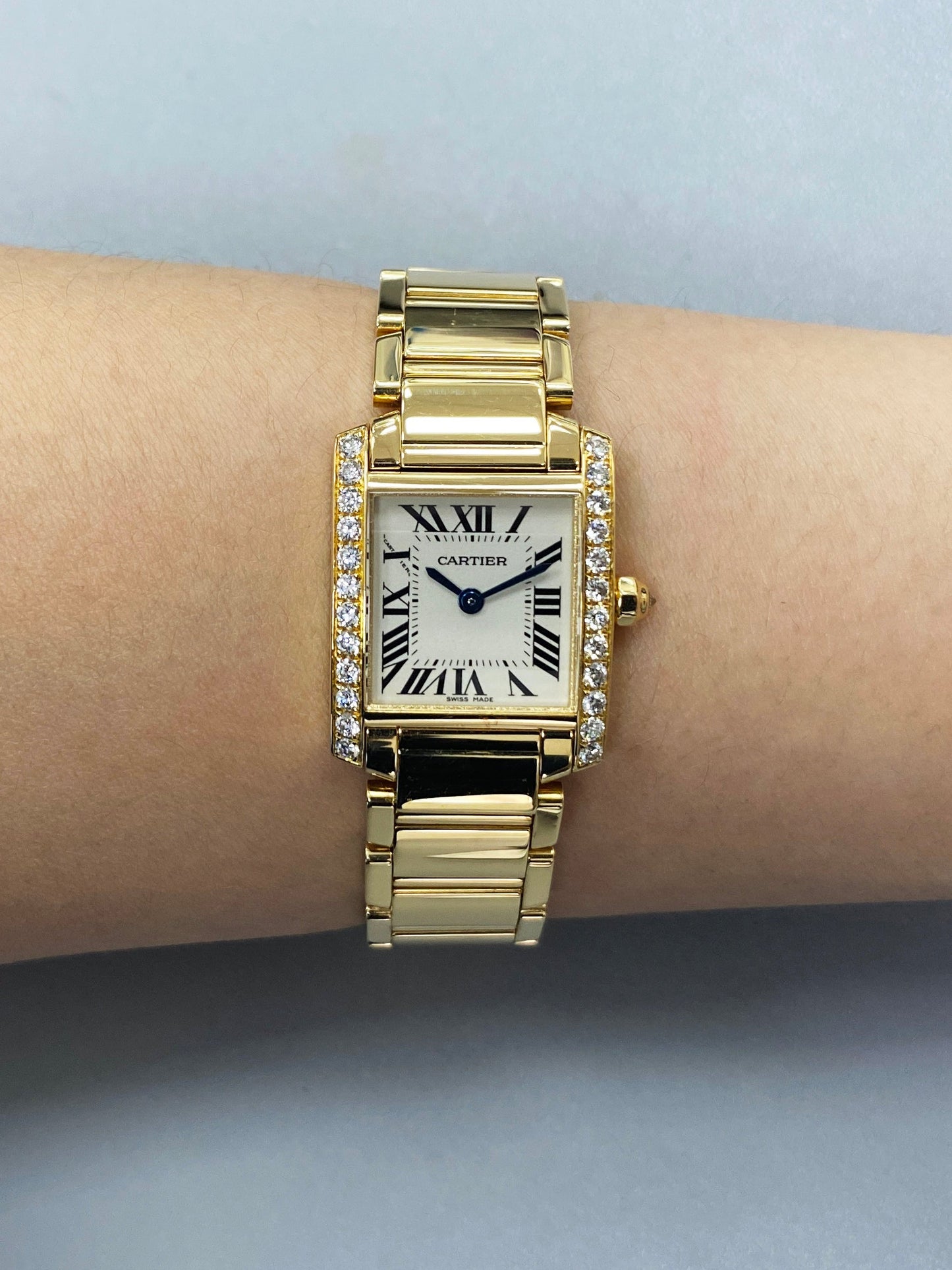 Cartier Tank Francaise 2385 Diamond 18k Yellow Gold Ladies Watch