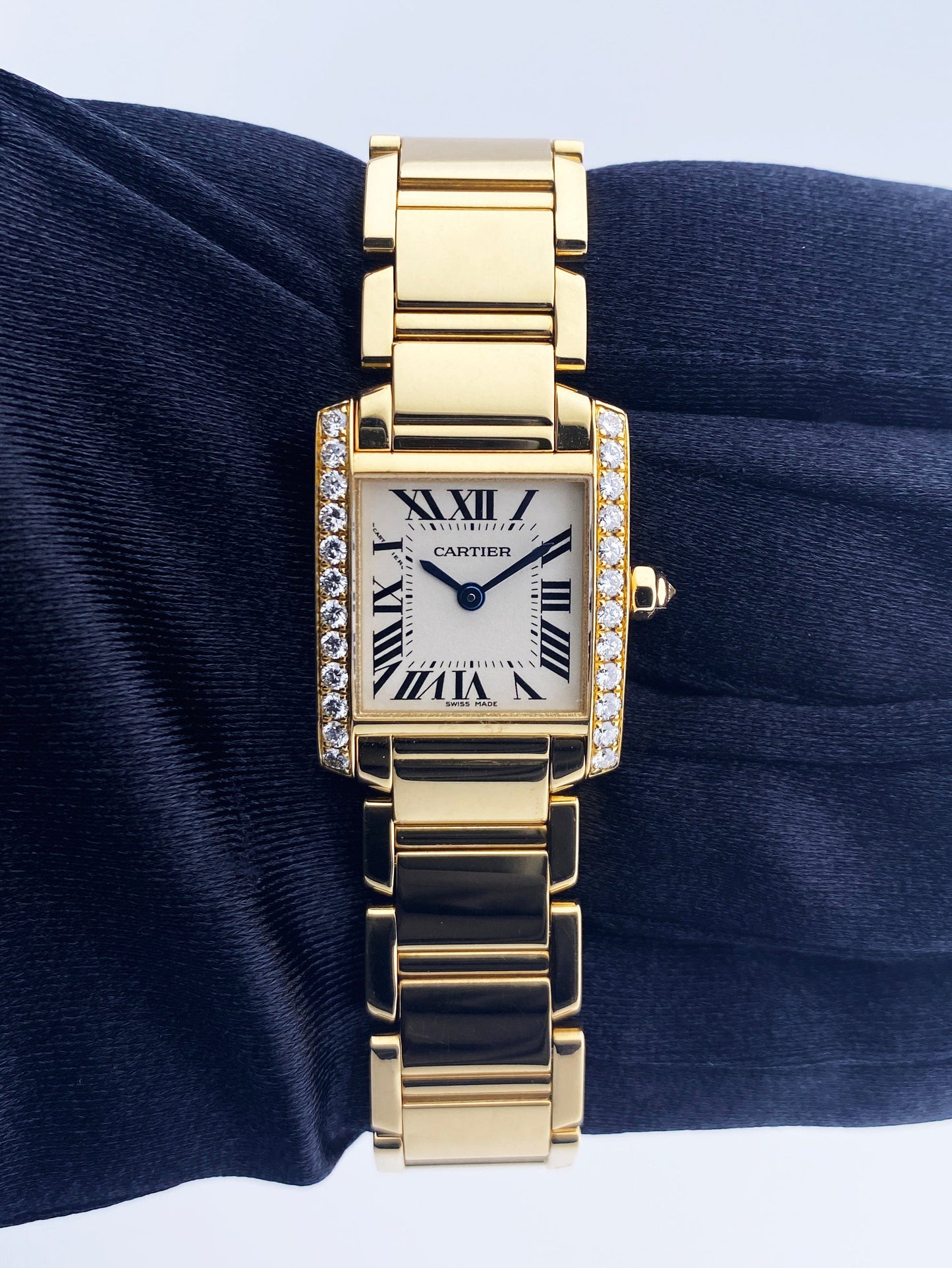 Cartier Tank Francaise 2385 Diamond 18k Yellow Gold Ladies Watch