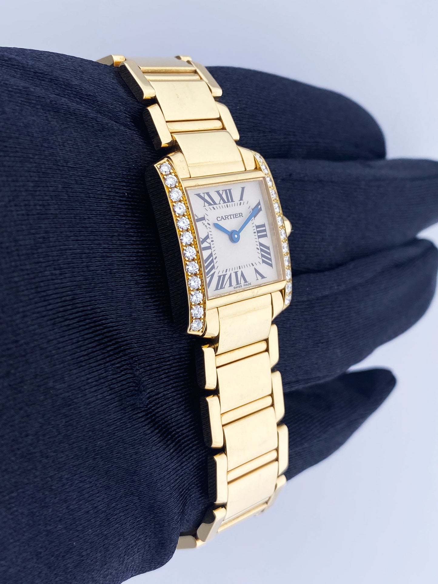 Cartier Tank Francaise 2385 Diamond 18k Yellow Gold Ladies Watch