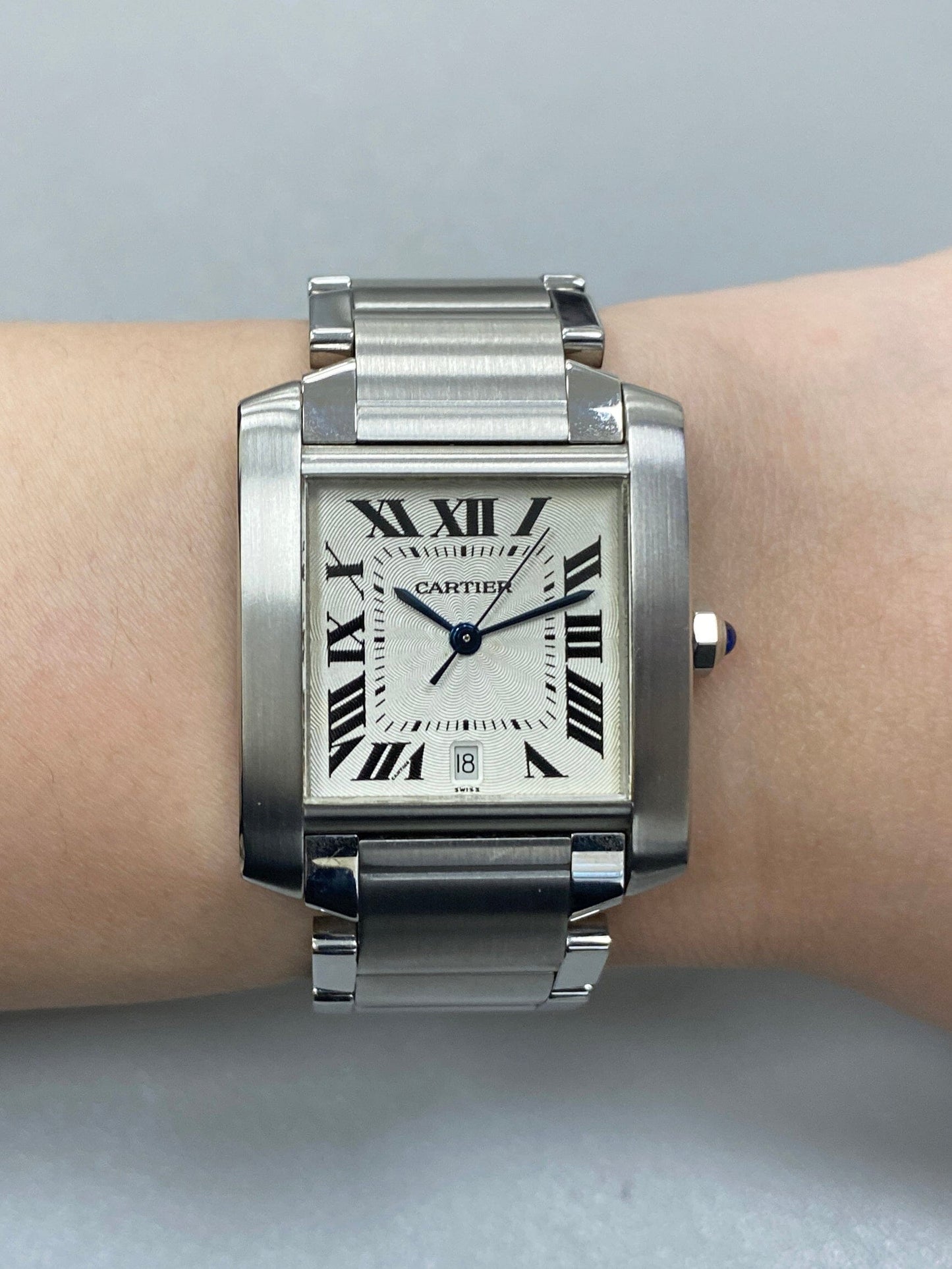 Cartier Tank Francaise W51002Q3 Silver Dial Steel Mens Watch - Virtual